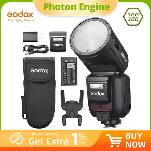 New Godox V100 Round Head Camera Flash Wireless Transmission Speedlite Flash for Canon Nikon Sony Fu