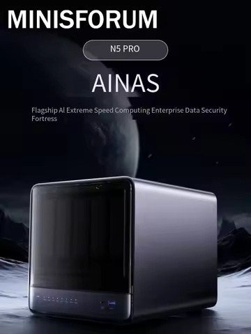 MINISFORUM N5 PRO AMD Ryzen AI 9 HX PRO 370/R7 H 255 NAS AI Mini PC 16GB 0GB128GB Support DDR5 144TB