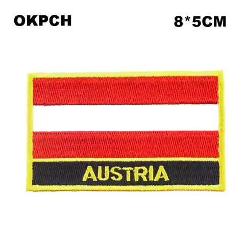 Austria Flag Embroidery Patches Iron on Saw on Transfer patches Sewing Applications for Clothes in H