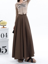 Caramel A-Line Skirt Berkeley Style Midi Dressing Cover up Spring New plus Size Womens Polyester Ble