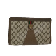 GUCCI GG Supreme Web Sherry Line 手拿包 PVC 米色紅色 89 01 033 正品 68825