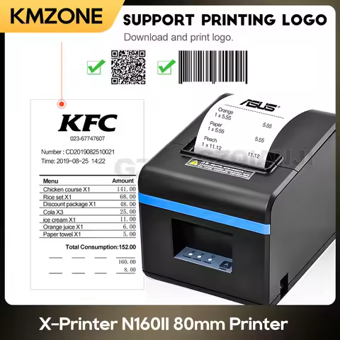 Xprinter XP-N160II 80mm Thermal Printer Automatic Cutting Receipt Bill ESC/POS Printers WiFi Bluetoo