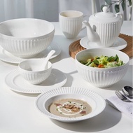 European Style White Plate Deep Rice Grain Pattern 6 Inches 7.5 10.5