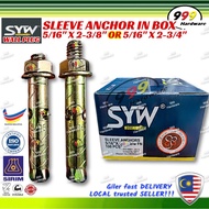 999 SYW 5/16 x 2-3/8" OR 2-3/4" WALL PLUG IN BOX/ ⌀10mm WALL PLUG BESI / SLEEVE ANCHOR SCREW WALLPLU