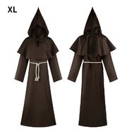 Halloween Medieval Monk Hooded Priest Robe Cosplay Cape Wizard Costume for Kids Adult