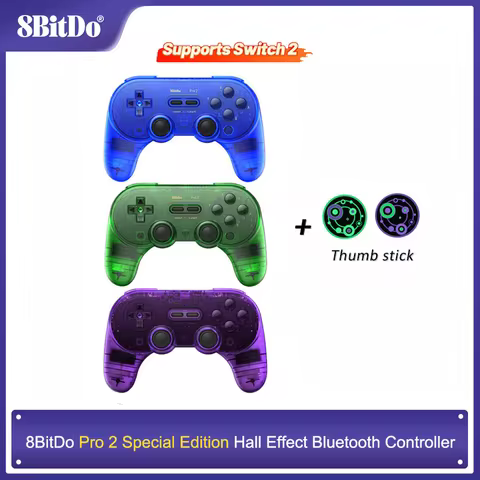 8Bitdo Pro 2 Hall Effect Joystick Bluetooth Controller Wireless Gamepad for Switch /Switch 2 PC macO