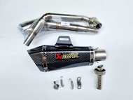 คอท่อ งานแสตนเลส สำหรับ MSX MSX-SF Demon 125 พร้อมปลายท่อ Akapovic Shorty มีหู งานดีมาก