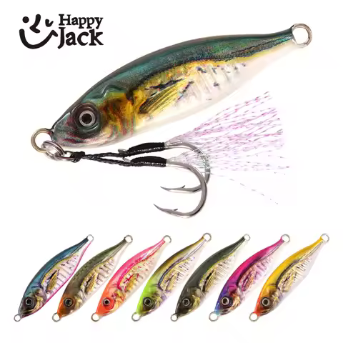 Happyjack Metal Jig 7g 10g 15g 20g 30g 3D Print Laser Slow Jig Trout Sea Fishing Bait Micro Jig Sea 