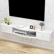 Floating TV Stand Wall-Mounted Shelf/TV Cabinet Entertainment Center Cabinet Component,Wall Mounted Media Console,with 2 Drawers Home Furniture (Color : White, Size : 140x24x18cm)