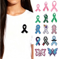 Women's Pink Ribbon Metal Pin Green Butterfly Ribbon Enamel Brooch Breast Cervix Health Gynecologica