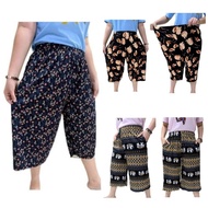 WOMEN CASUAL 3 QUARTER PANTS FREE SIZE STRETCHABLE WAIST MIX FLOWER PEREMPUAN GIRL