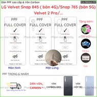 PPF sticker & Skin Carbon LG Velvet Snap 845 (4G version)/LG Velvet Snap 765 (5G version)/ Velvet 2 