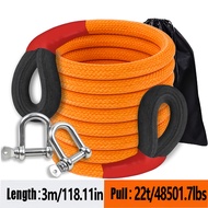 TEMU 22 Ton/22000 Kg Heavy-duty Towing Rope Kit | Lengths /4m/5m/7.1m/9.1m, 2 U-hooks & Storage Bag,