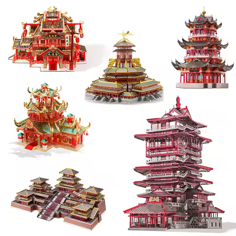 Piececool Model Building Kits Chinese Buildings 3D Metal Puzzles Jigsaw Toys for Teens Creative Gift