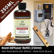 Biolife Sandalwood scent Reed Diffuser Refill (250ml) with glass reed diffuser and reed stick - Bund