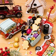 Christmas Car Tin Box Christmas Decorations Creative Car Candy Box Tinplate Gift Box Children's Gift Car-shaped Gift Box Christmas Tin Can homelove