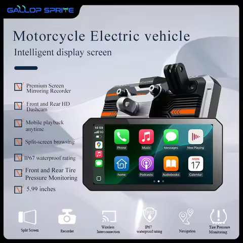 Gallop Sprite 6inch Motorcycle Display Screen Moto DVR GPS Navigation Wireless Carplay Android Auto 