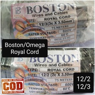 Royal Cord 12/2 12/3 0.75mm² 2 or 3 conductors per Roll 75 mts Boston Omega #12 2c 3c