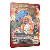 Golden Pokemon Cards in English DIY Metal Rainbow Cards Pikachu Charizard Vmax GX Kids Game Collection Cards Christmas Gift HLDC YCD6