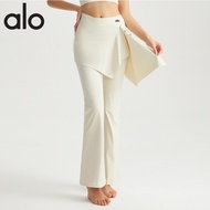 2-in-1 Asymmetrical Waist Yoga Flare Pants, High-Stretch Breathable Fitness Sports Pants