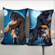 Bantal Firewolf Furry Dakimakura Nsfw Kartun Separuh Badan Cetakan Dua Sebelah Teras Bantal