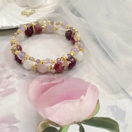 漸層 紫鋰雲母 紫祖母晶 薰衣草紫晶 18k 雙圈手鏈 雙鍊