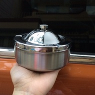 Genuine polished stainless steel ashtray with rotating knob - stainless steel430