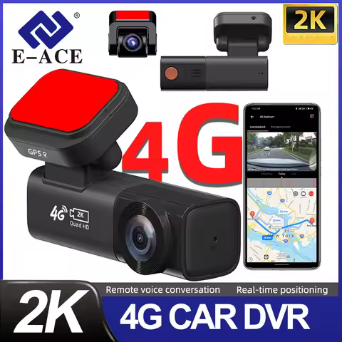 E-ACE 4G LTE Dash Cam Remote Live GPS 2K Front And 1080P Rear Car Video Recorder Free APP Supports V