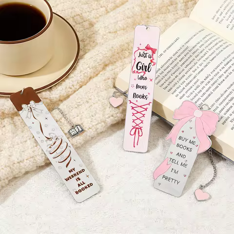 Pink Bow Metal Bookmark Cute Bookmark Gift for Women Kawaii Room Decor Stuff Classroom Supplies Lear