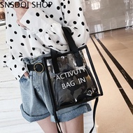 SNSDOJ with Inner Bag PVC Transparent Bag Storage Bag Jelly Bag Women Handbags Waterproof Shoulder P