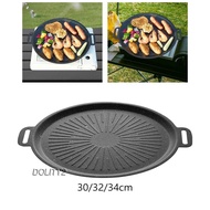 [Dolity2] Grilling Pan Round BBQ Griddle Cookware Nonstick Coating Frying Pan Korean BBQ Pan for Grill Campfire Kitchen Stovetop Indoor