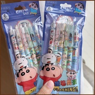 MG1 6PCS/set Crayon Shin-chan Click ball pen cartoon cute gel pen MG1
