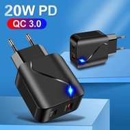 QC 3.0 PD 20W Adapter 5V 3A Charger Type-C USB 2 Port Quick Charger For iPhone Android Universal Mob