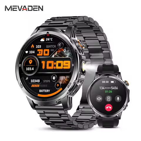 MEVADEN 1.85" Large Screen Outdoor Sports Smart Watch Bluetooth Call LED Flashlight 1000mAh Health M