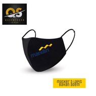 3ply BANK BANK BANK MANDIRI Black Cloth Mask Men Women Adult 3 Layer earloop Cotton headloop