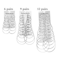 Gold Silver Vintage Dangle Ring Big Circle Hoop Earrings Women Jewelry Steampunk (6Pairs/9Pair/12Pai