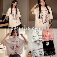CUTE Oversize T-Shirt Cat With Bow FLOWER Label (F089) 1 cotton
