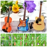 KISSCA Guitar Model Pendant, VIOLIN Clarinet Guitar Acrylic Keychain, Instrument Key Chain Zither Pi