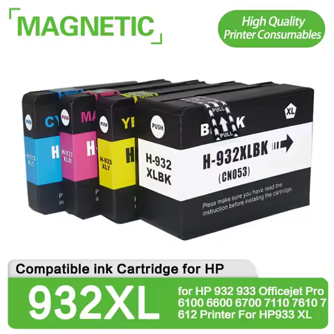 4X Magnetic Compatible Ink Cartridges for HP932 for HP 932 933 Officejet Pro 6100 6600 6700 7110 761