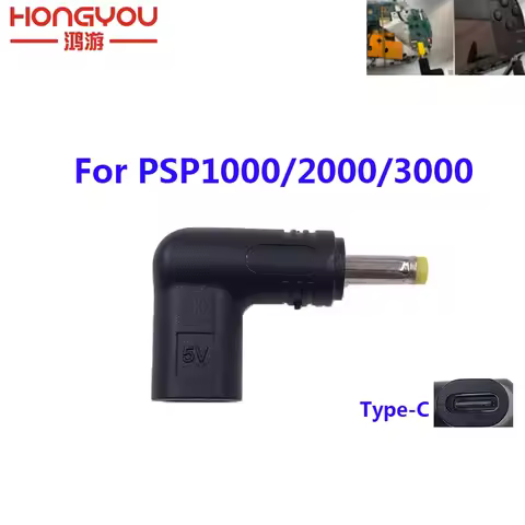 1-5Pcs For PSP1000/2000/3000 Game DC Jack Plug To USB C Charging Adapter USB C Charger Adapter Conve