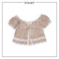 Kloset Design Lace Ribbon Seersucker Blouse (LS2-25-T002) เสื้อเบลาซ์