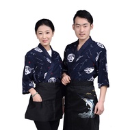 .【Haomeng Japanese Cuisine Clothes 1] Printed Japanese Chef Clothes Sushi Clothes Korean Restaurant 