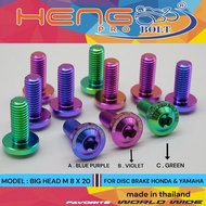 Titanium DISC BRAKE Bolts BIG HEAD HENG THAILAND TITANIUM DISC BRAKE M8x20