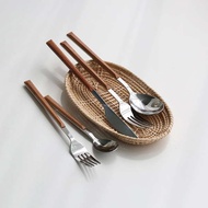 set sudu garfu sudu garfu set Jepun dan Korea Selatan, stick kayu tiruan, alat keluli tahan karat, s
