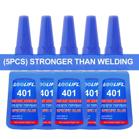 Loolifl 1-7Pcs 401 Instant Strong Super Glue Universal Superglue Mighty Instant Glue for Resin Ceram