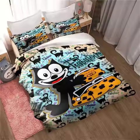 Fashion Cartoon Felix Cat Bedding Set Fashion 3D Printing Home Decoration Boy Girl King Size Bedding