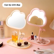 Desktop cloud mirror with light