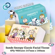 Sunde x Snoopy Classic Facial Tissue 4Ply 90Draws 175mm x 140mm Virgin Wood Pulp
