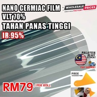 FREE TOOLS NANO CERAMIC FILM TAHAN PANAS/VLT 70%/IR 95%/Tinted Kereta/Tinted Rumah/Tinted Cermin Ker