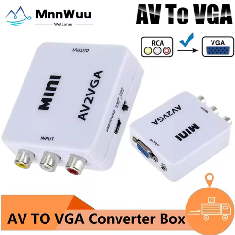 RCA To VGA 1080P AV To VGA Mini AV2VGA Video Adapter Video Converter Conversor with 3.5mm Audio AV2V